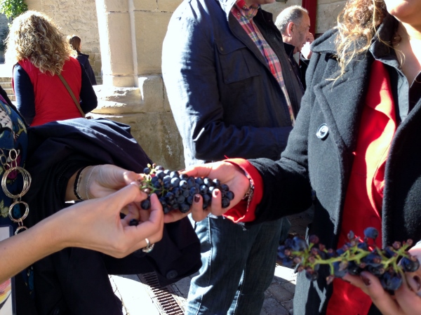 Encuentro_foreros_Rioja_2013_Marqués_Riscal_probando_uva